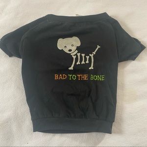 Dog T-shirt Top Outfit Bad to the Bone Halloween Costume Small / Medium